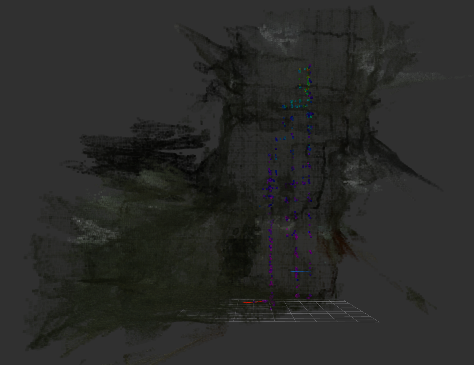 Durchsichtige Karte des Schachtes von der Seite